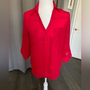 Red button down shirt